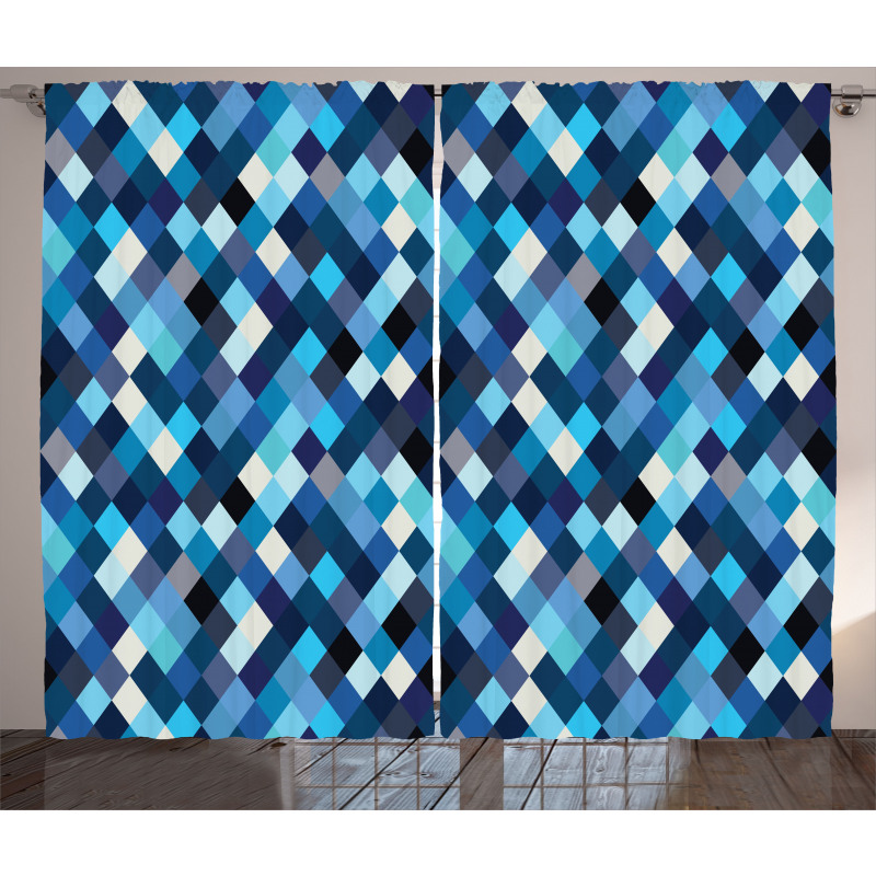 Blue Toned Hexagons Curtain