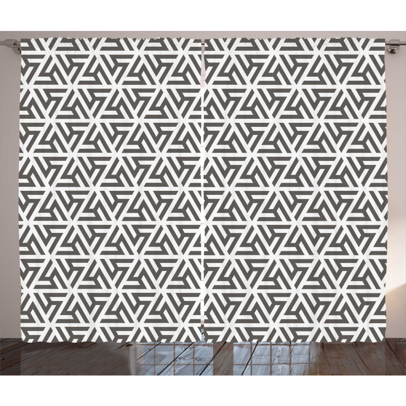 White Geometric Triangle Curtain