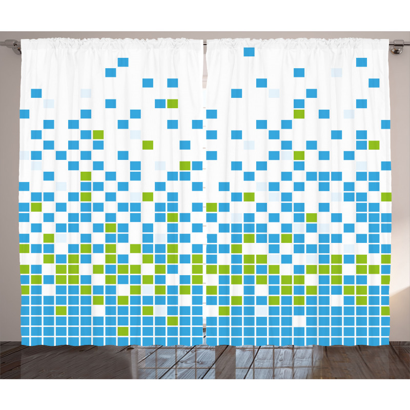 Mosaic Grid Pixel Art Curtain