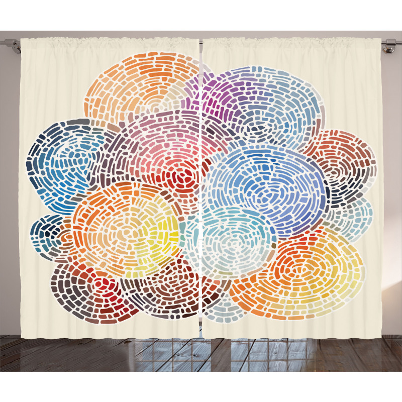 Abstract Mosaic Spots Curtain