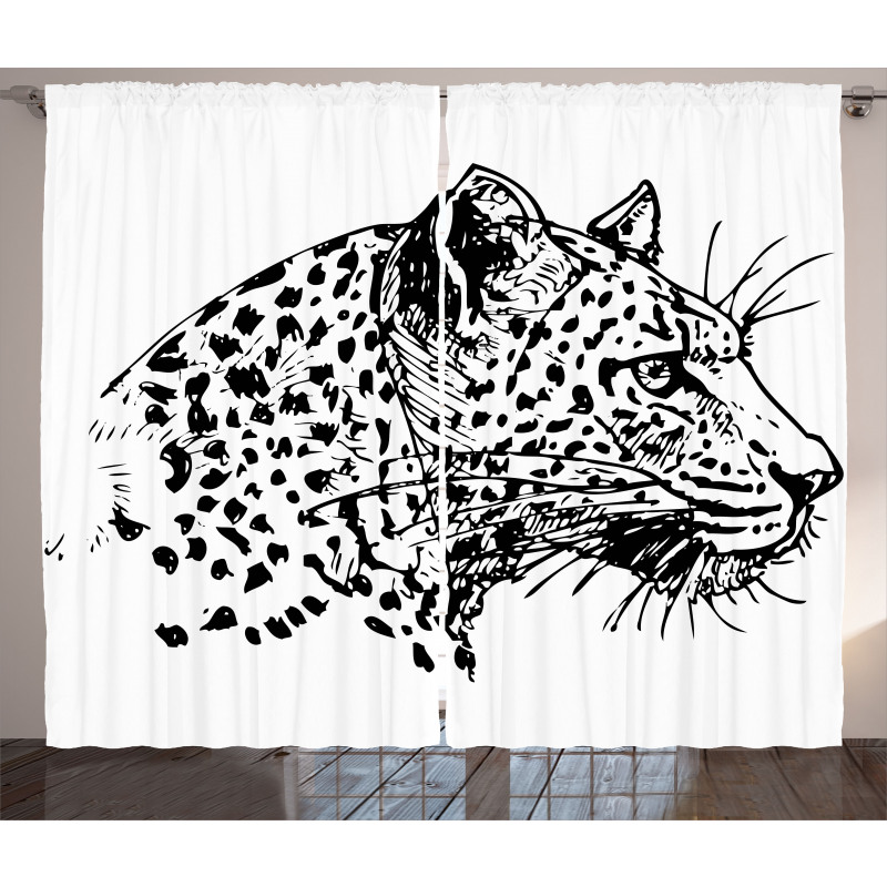 Jaguar Sketch Wildlife Curtain