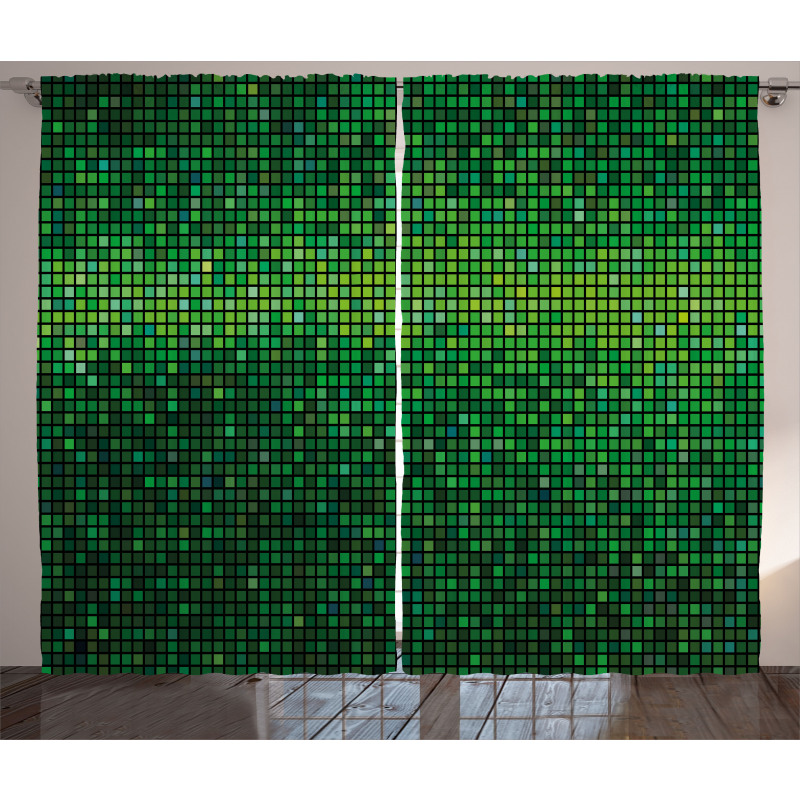 Digital Mosaic Pixel Grid Curtain