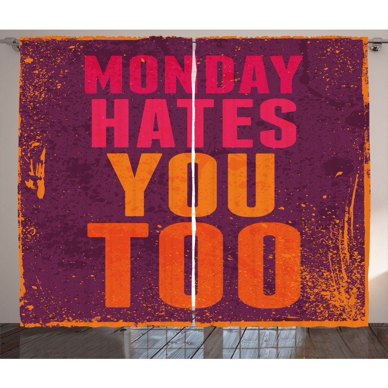 Monday Hates You Too Words Curtain