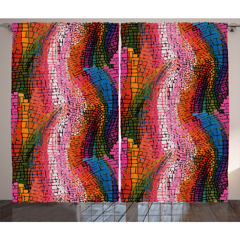 Colorful Wavy Mosaic Curtain