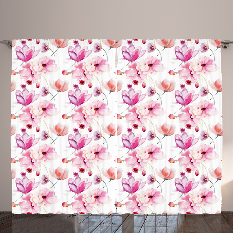 Watercolor Spring Blooms Curtain