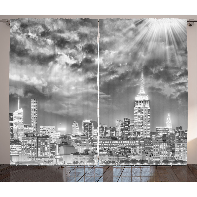 NYC Dramatic Skyline Curtain