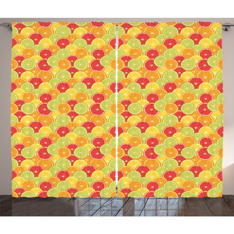 Orange Lemon Fruits Curtain