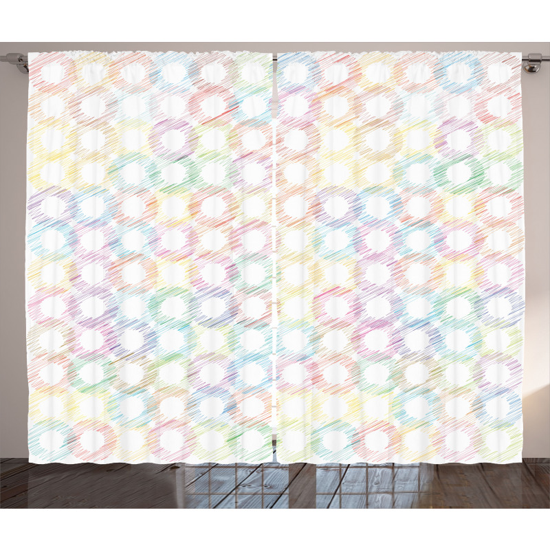 Grunge Colored Circles Curtain