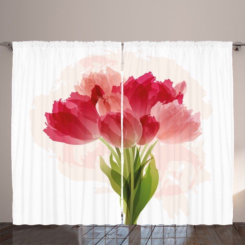 Watercolor Tulip Bouquet Curtain