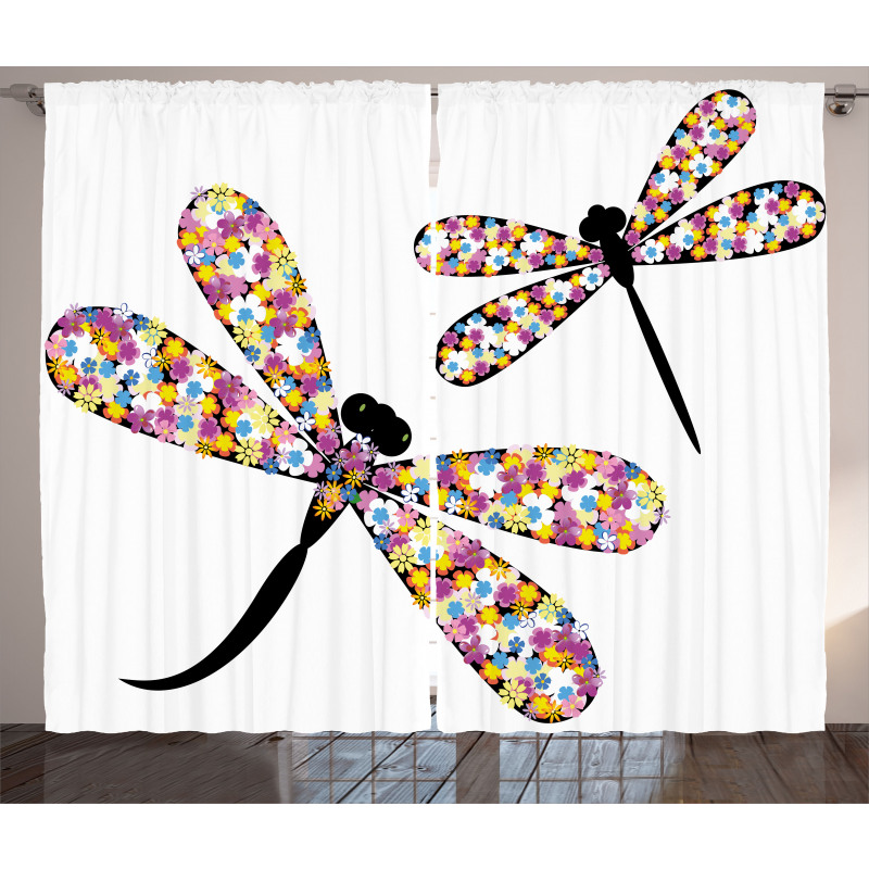 Dragonflies Black Body Curtain