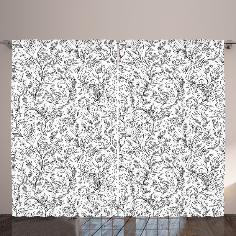 Sketch Flower Swirl Curtain