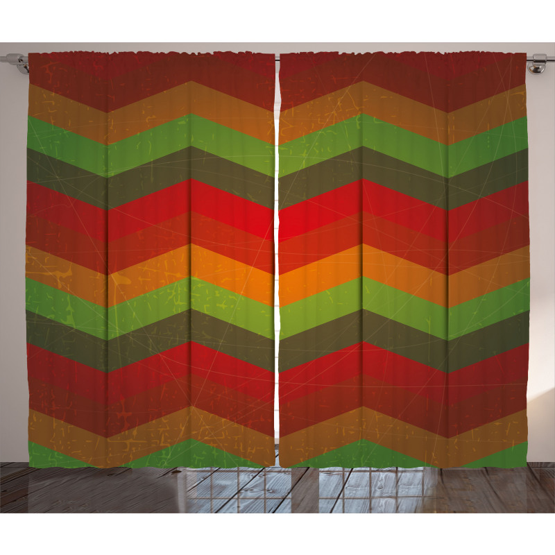 Abstract Zigzag Striped Curtain