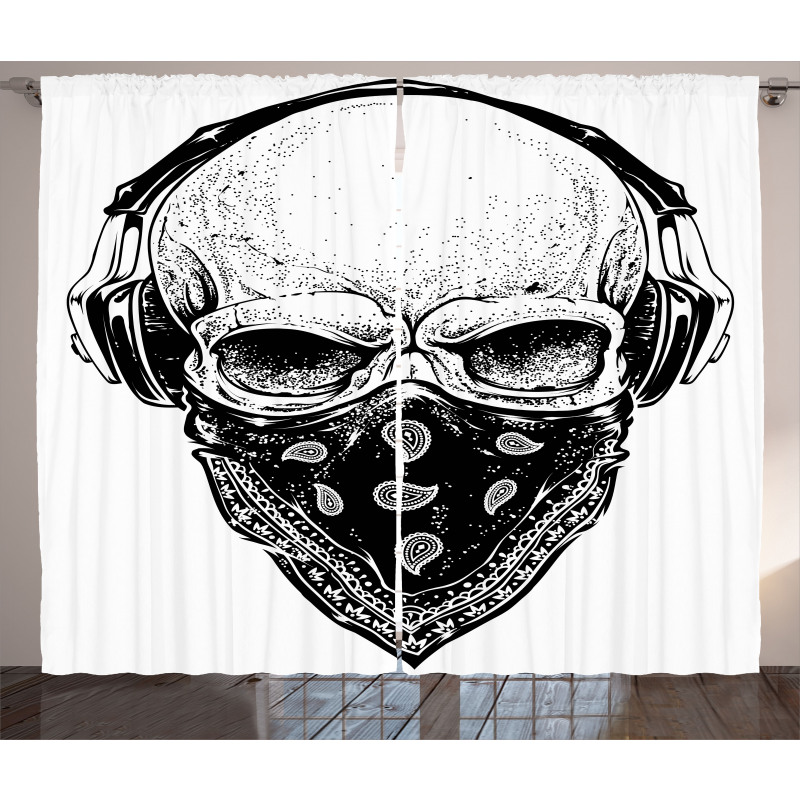 Gothic Skull Headphones Curtain
