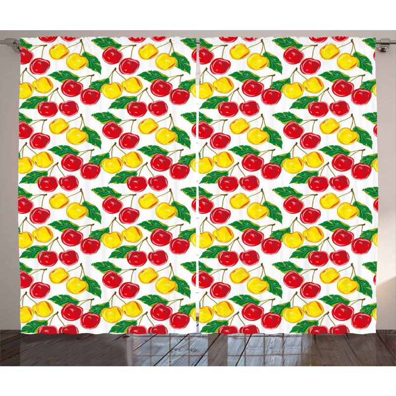 Graphic Colored Cherries Curtain