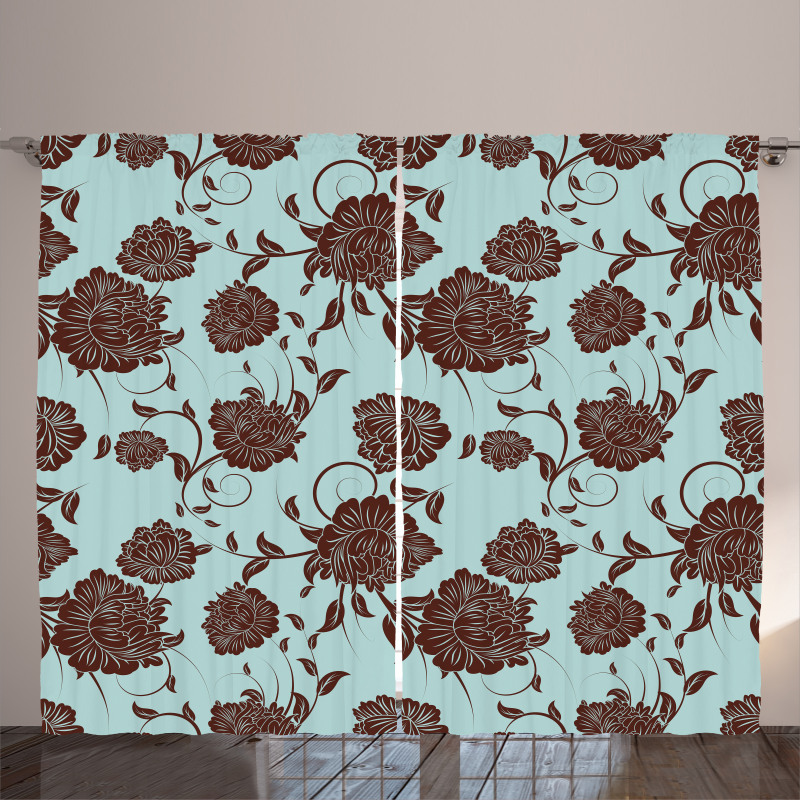 Flower Ornaments Retro Curtain