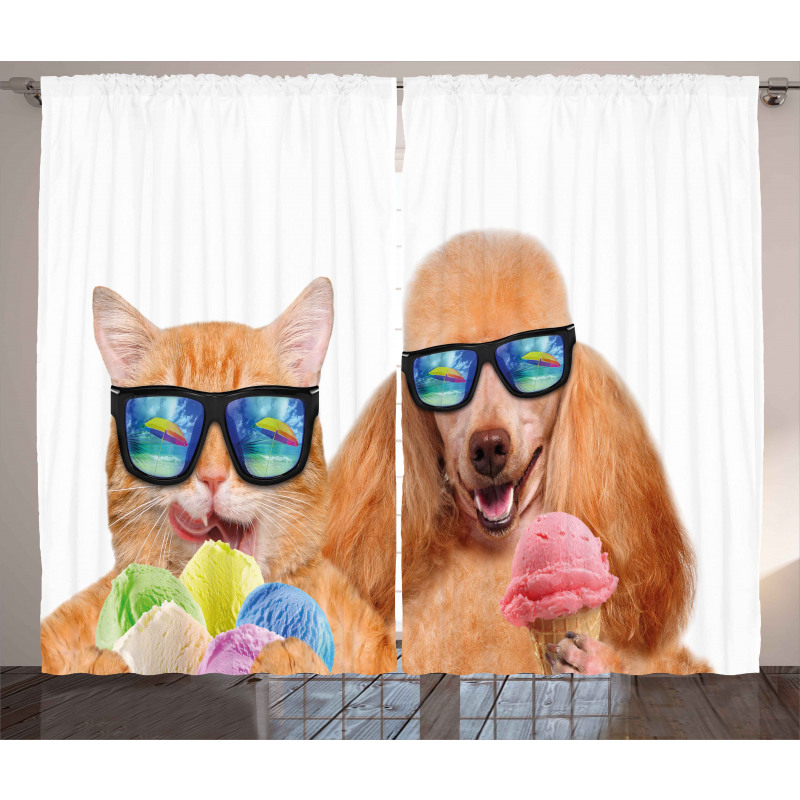 Cat Dog with Ice Cream Curtain