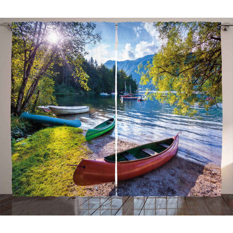 Bohinj Lake with Boats Curtain