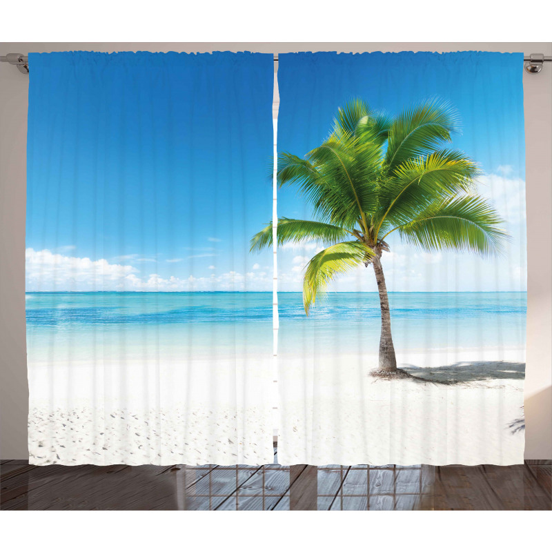 Sea Ocean Palm Trees Curtain