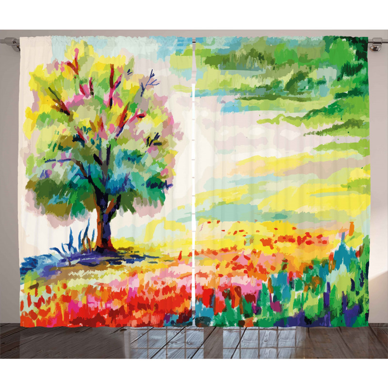 Colorful Rural Scenery Curtain