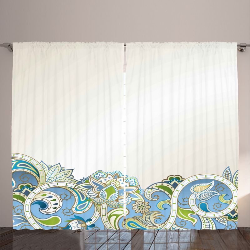 Abstract Flowers Curvy Curtain
