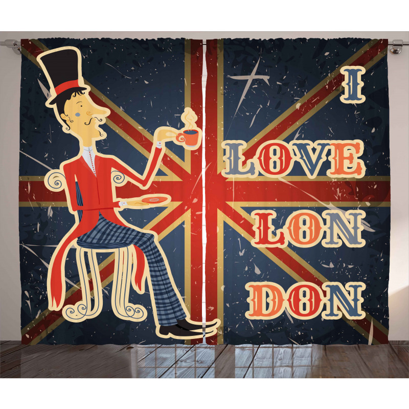 London English Man Flag Curtain