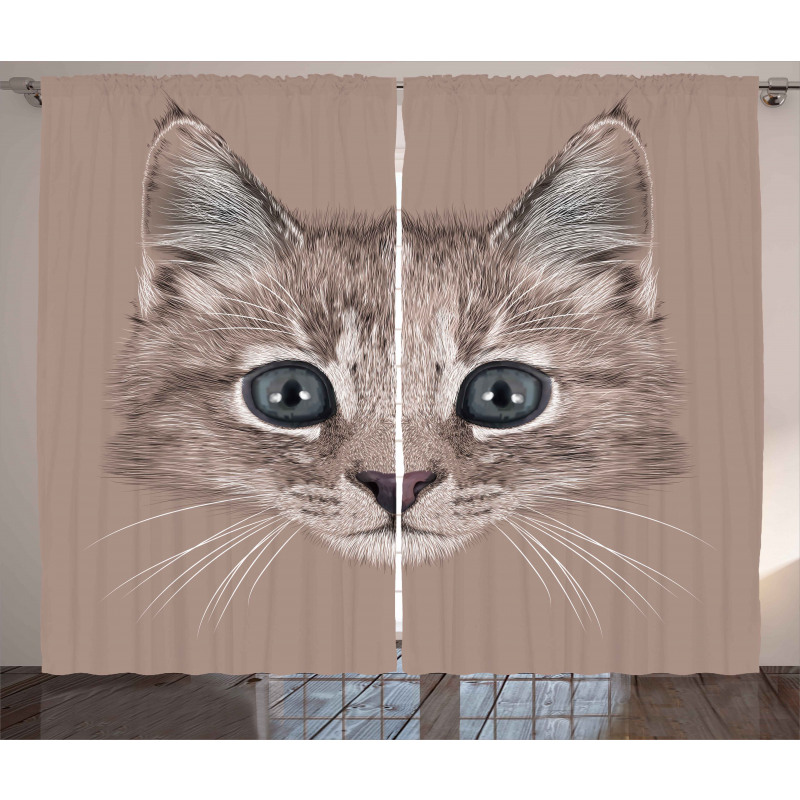 Domestic Cat Face Curtain