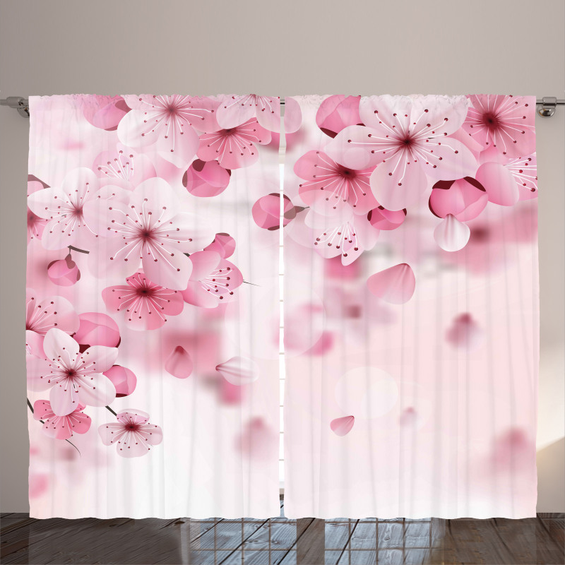 Eastern Sakura Flowers Curtain