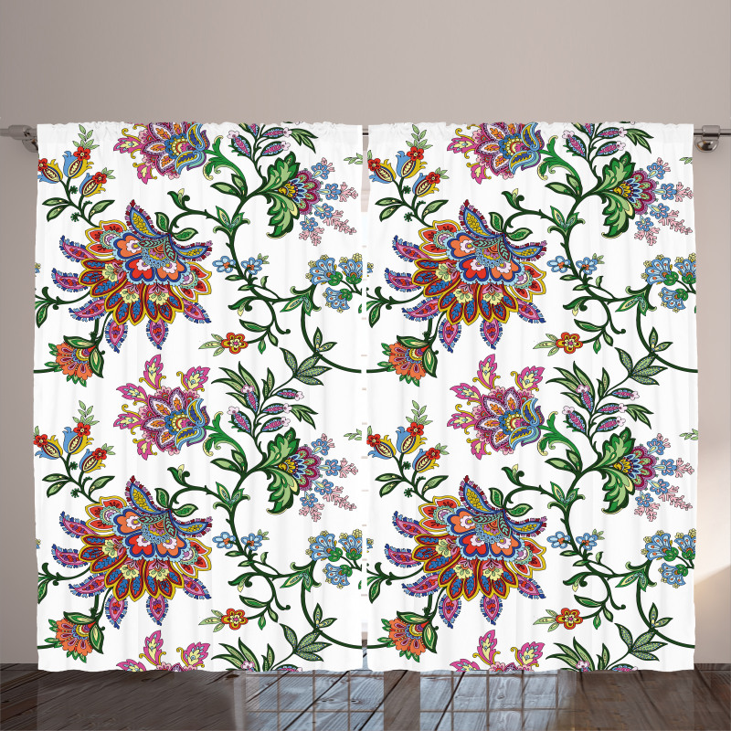 Vintage Floral Ornaments Curtain