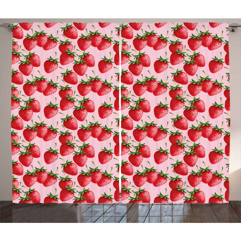 Juicy Strawberries Fruit Curtain