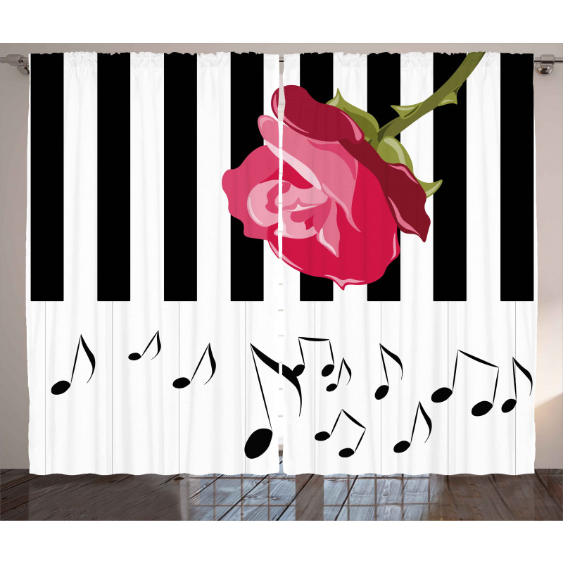 Red Rose on the Piano Curtain