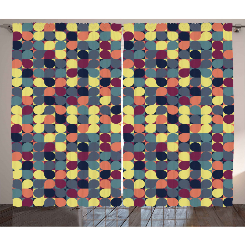 Pastel Circles Squares Curtain