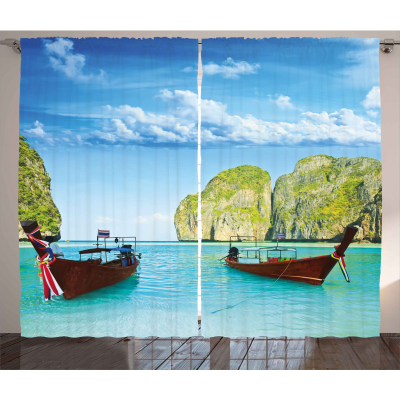 Boat Maya Bay Thailand Curtain