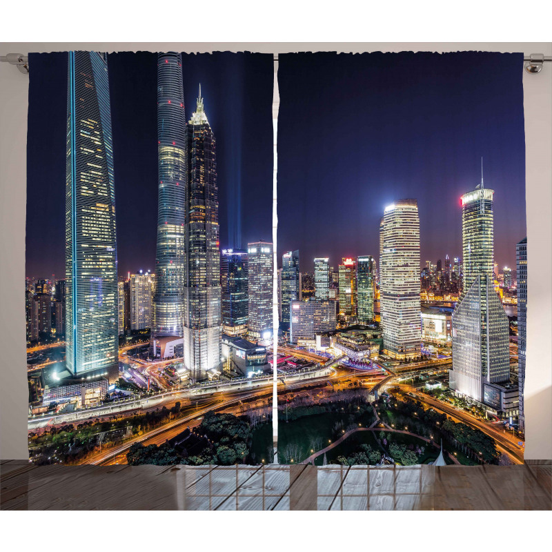 Skyline of Modern City Curtain