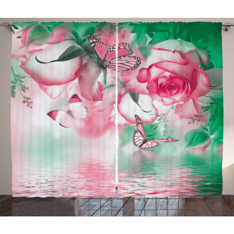 Rose Petals Butterfly Curtain