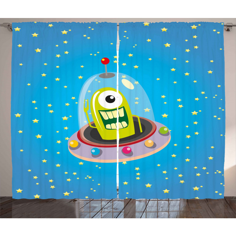 Comic UFO and Alien Curtain