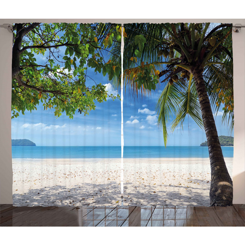 Tropical Beach Ocean Curtain
