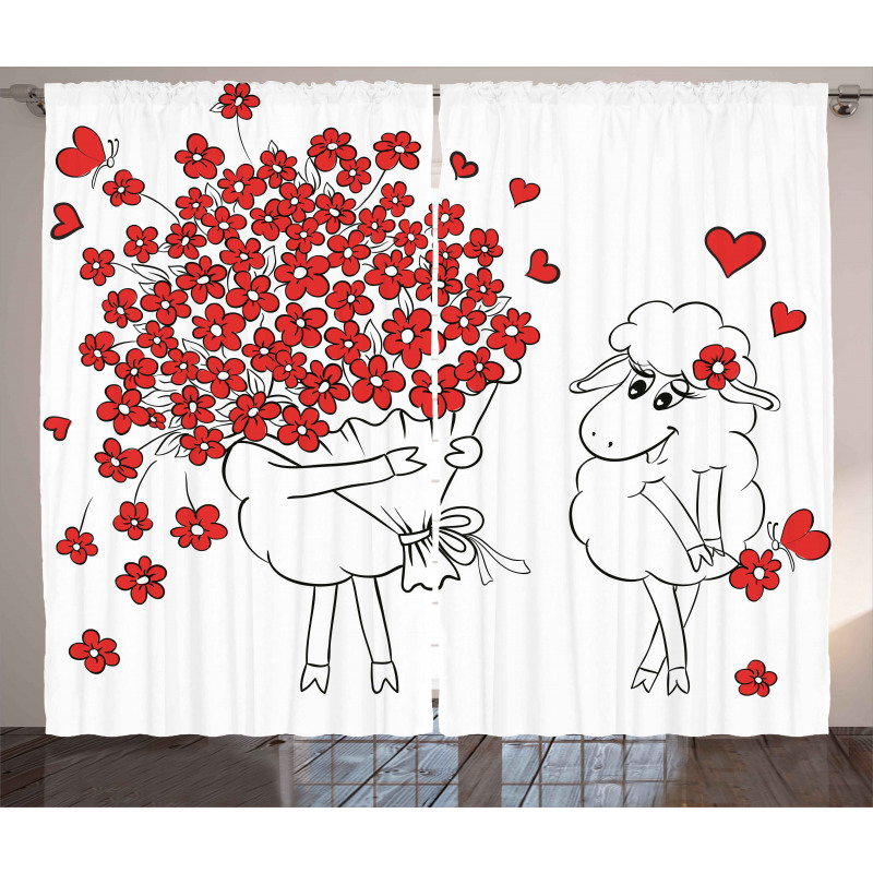 Lover Goats Hearts Curtain