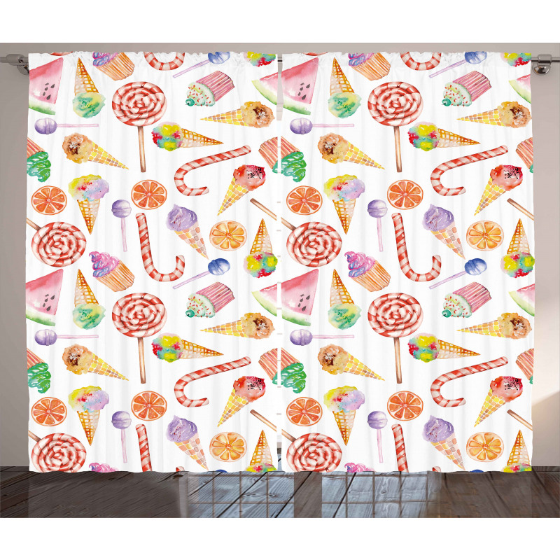 Yummy Candies Cakes Curtain