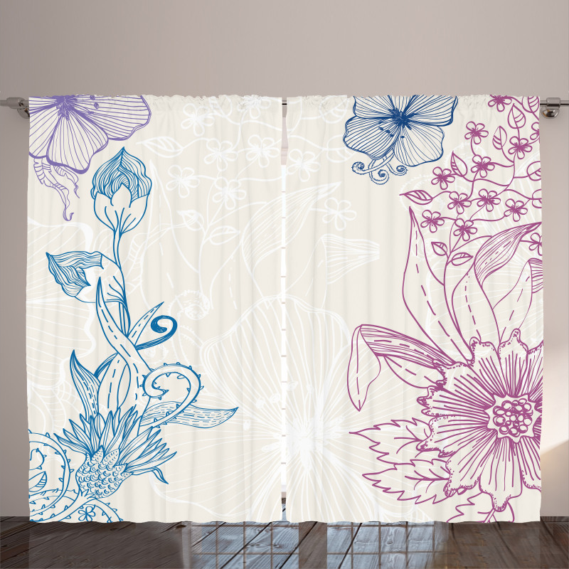 Flower Field Spring Art Curtain