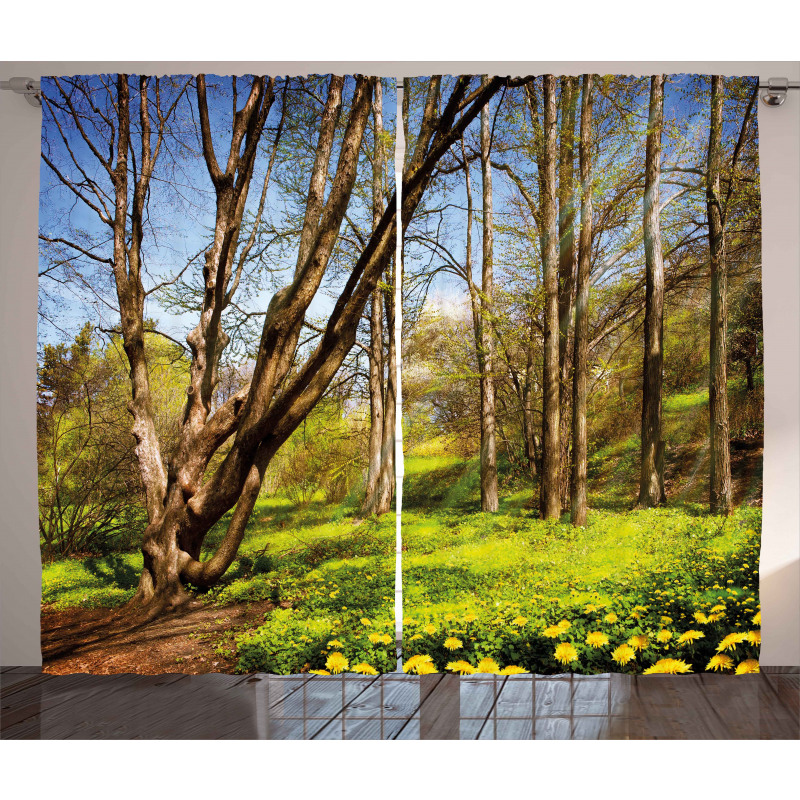 Spring Forest Flowers Curtain