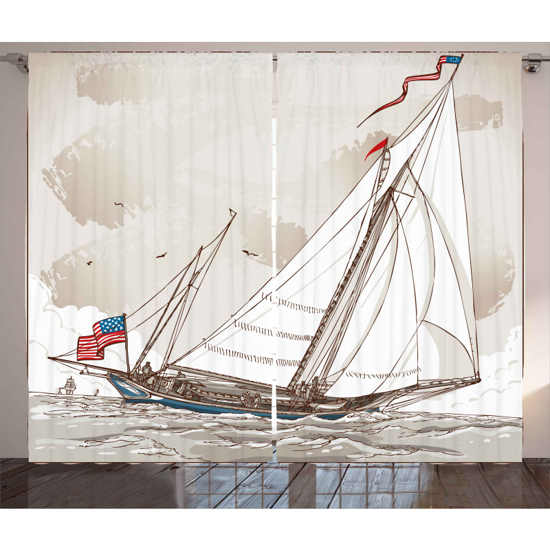 Antique American Yacht Curtain