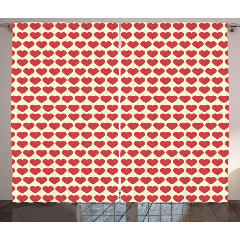 Vibrant Red Hearts Curtain