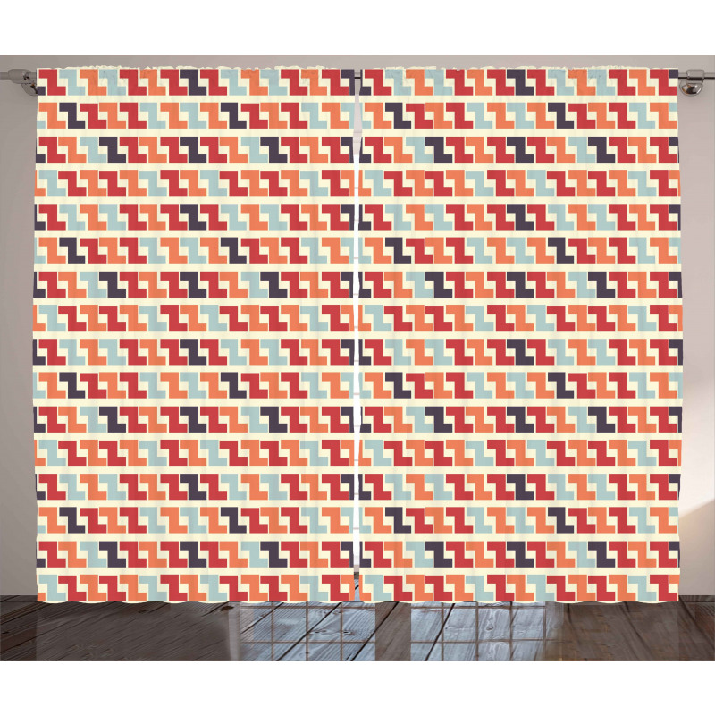 Retro Geometric Zigzag Curtain