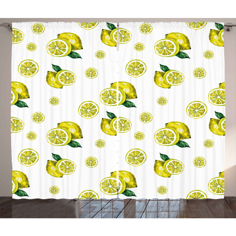 Lemon Slices Leaves Curtain