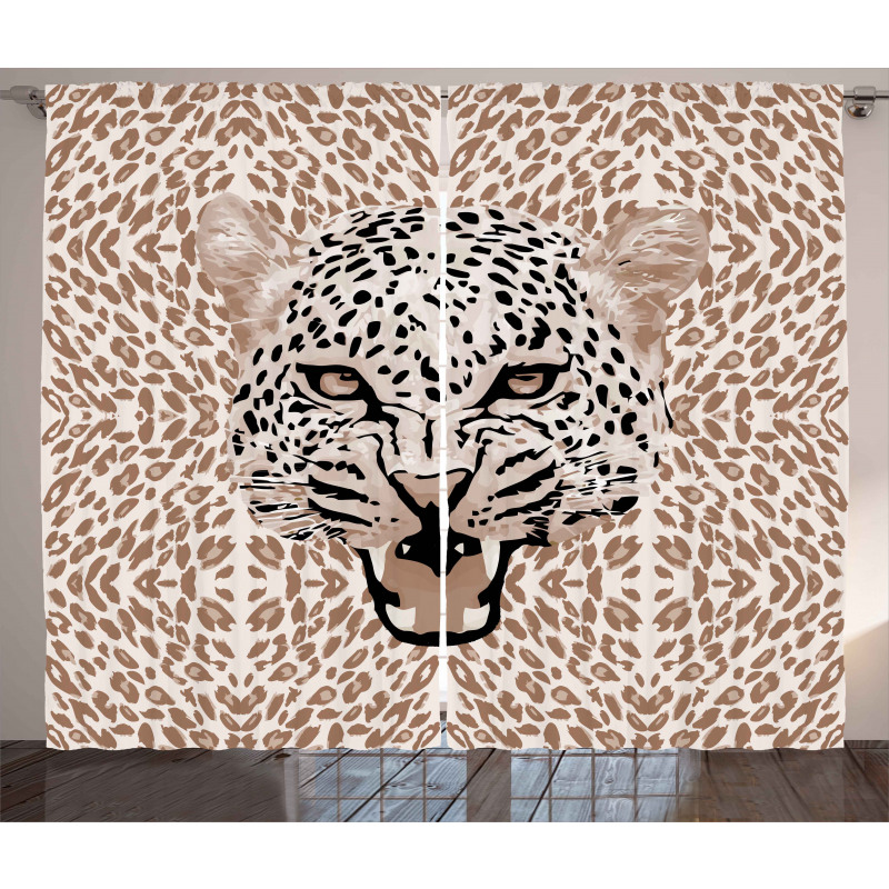 Roaring Wild Leopard Curtain