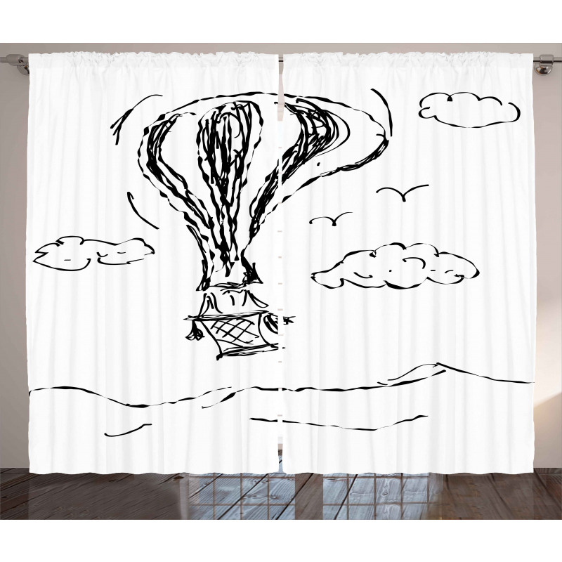 Hot Air Balloon Clouds Curtain