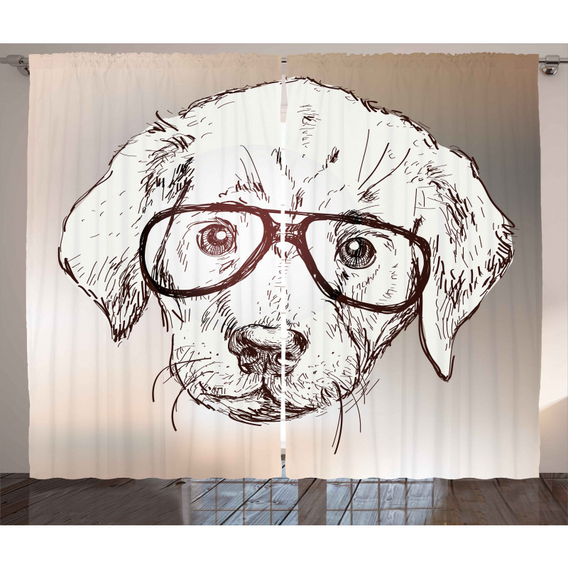 Hipster Puppy Glasses Curtain