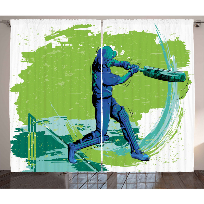 Cricket Player Pitching Curtain
