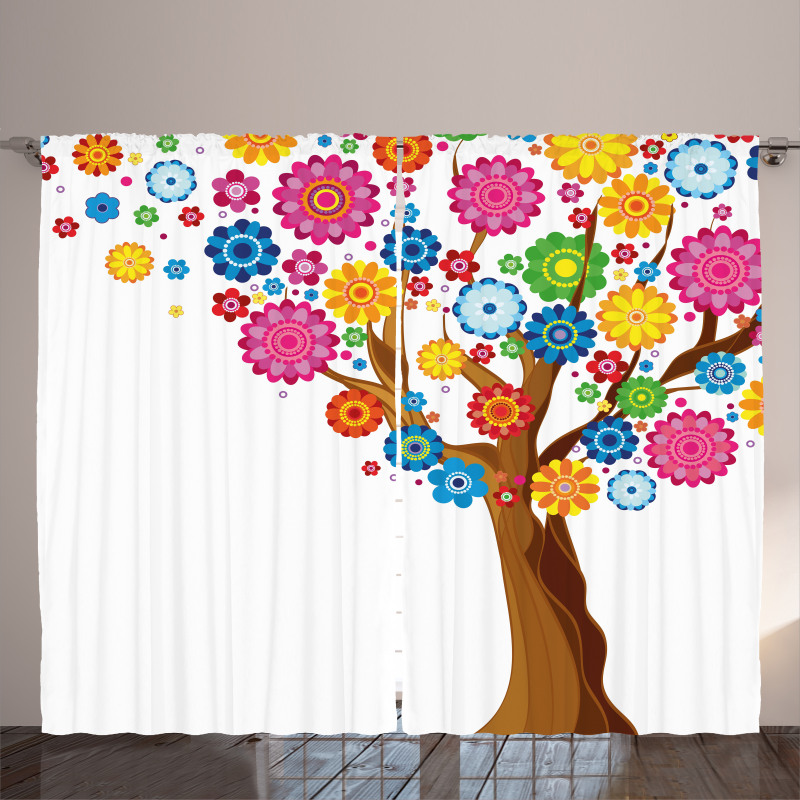Tree Vibrant Blooms Curtain