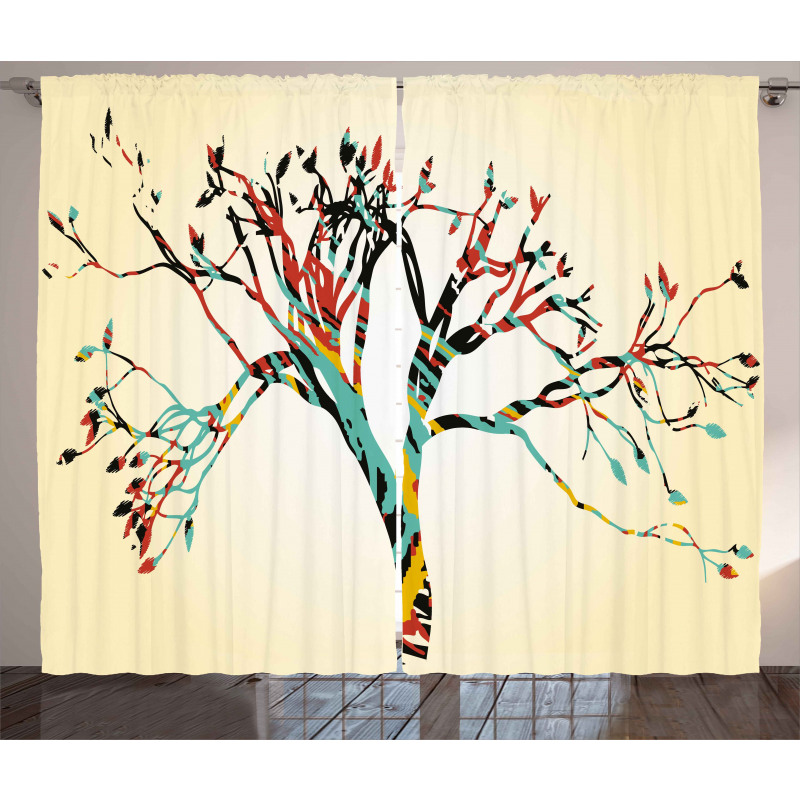 Abstract Colorful Tree Curtain